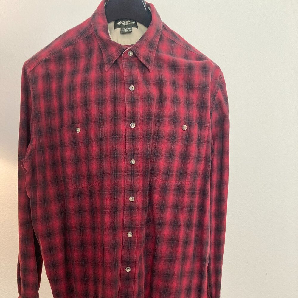 Men's Eddie Baurer Red/Black Plaid Cotton Shirt